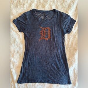 Detroit Tigers Girls L  Sheer Short Sleeve 
T Shirt Embellished “D”.  Worn once.